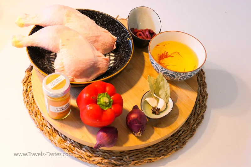 Ingredients for Persian Saffron braised chicken