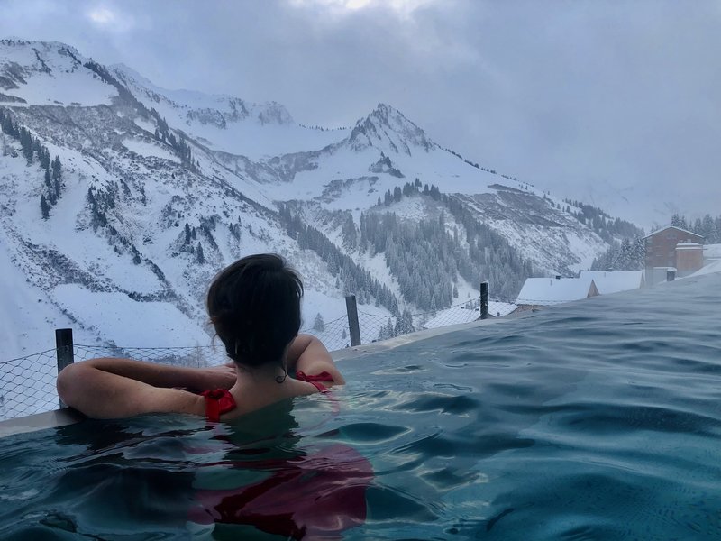 Infinitypool with Mountain View of the Alps , Hotel Alpenstern Damüls Austria