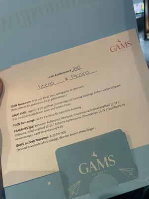 Hotel Gams Review - Willkommens-Schreiben