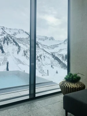 View from Wellness Pool / Spa Hotel Alpenstern Damüls Austria