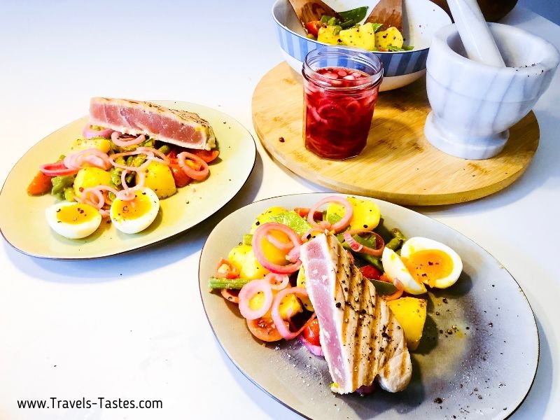 Nicoise salad with pan seared tuna