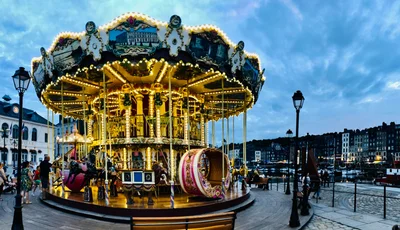 Merry-go-round, Honfleur Harbour, Normandy, France