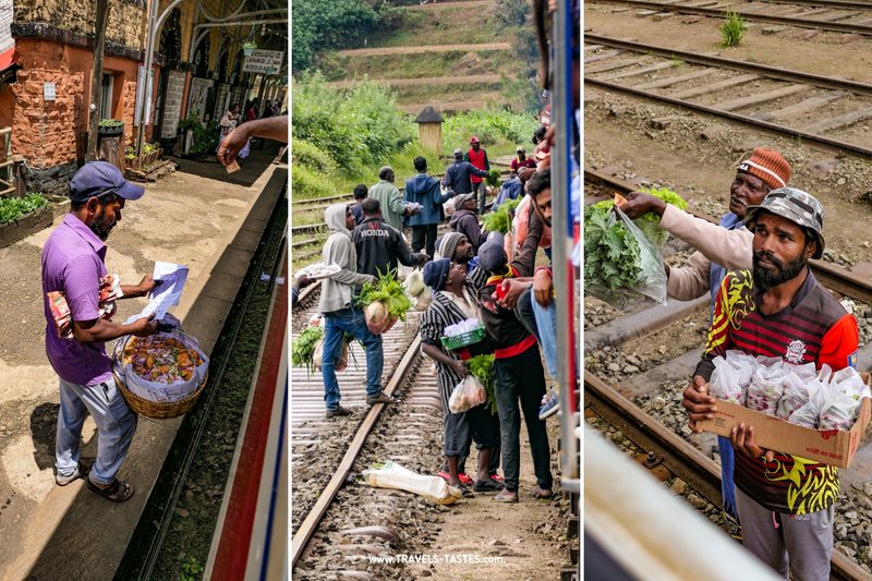 Street vendors on train rides in Sri Lanka